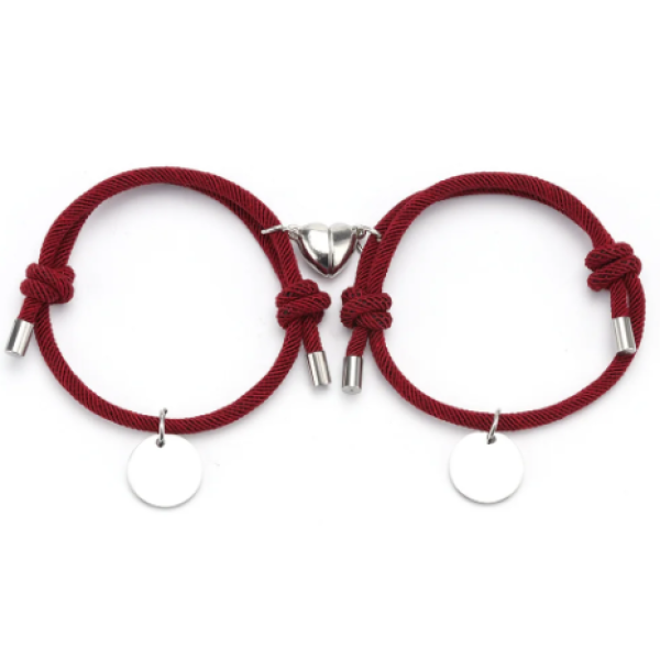 Personalisierte Magnet Armbänder mit Wunschbuchstabe - Weinrot